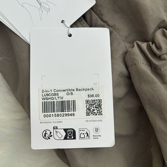 Lululemon 2-in-1 Convertible Backpack Black 21L Warm Ash Grey / Light Ivory main image 8
